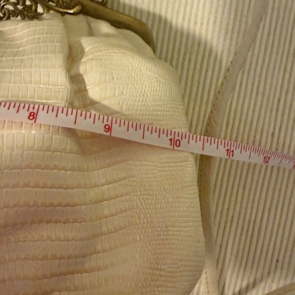 Vintage 1950s Fancy Nancy Atlanta White Faux Lizard Frame Handbag - Picture 5 of 11